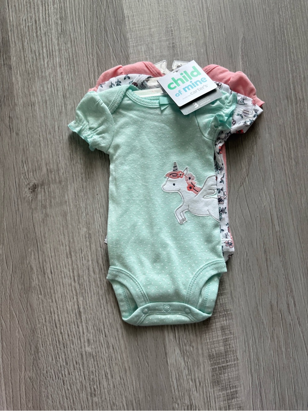 Mint Green Unicorn Baby One-Piece